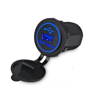 China 12-24V Car Motorcycle Waterproof QC 3.0 USB Quick Charging Single Port Plug for sale