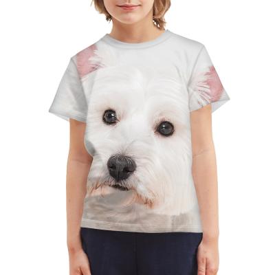 China Plus Size West Mountain White Terrier Print Summer Clothes Boy Senior 3-16 Years Casual T-shirts Sport Blanket T Shirts For Kids for sale