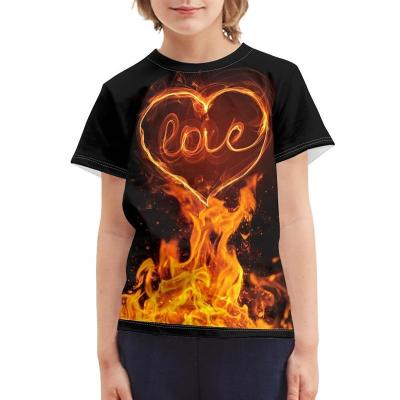 China New Coming Fire Letter Printing T-shirt Maximum Size Tee Comfy Loose Shorts Unisex Plus Size Kids Sheaths O Neck Boys Kids T-shirts for sale