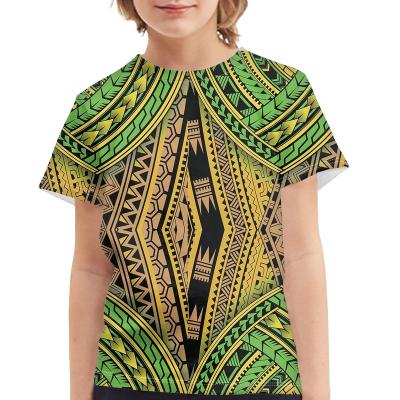 China Wholesale Custom Polynesian Traditional Tribal Kids Girls Print Size Sublimation Sublimation Clothing Shirt Comfortable Plus Size T-shirts for sale