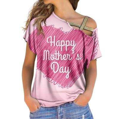 China 2021 Fashion Clothes Breathable Shirts For Lady Pink Shirt Summer Women Blouses Heart Heart Mother's Day Tops for sale