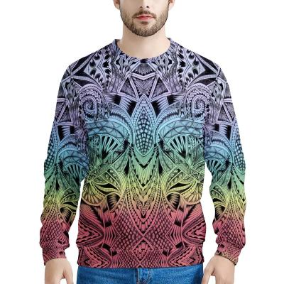 China Promotional Autumn Windproof Polynesian Traditional Tribal Print Long Sleeve Shirt Customized Plus Size For Men Sweaters for sale