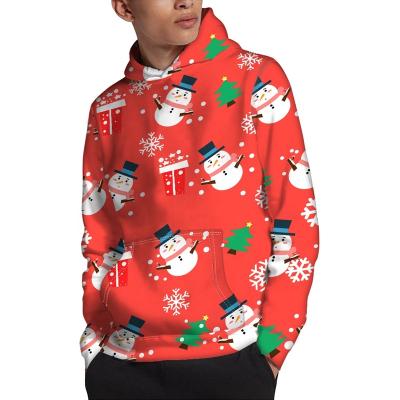 China Custom Oversized Anti-wrinkle Sweatshirts Christmas Series Running Print With Pocket Men's Breathable Hoodies for sale