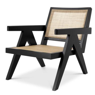 China Contemporary Nordic Modern Living Room Furniture Solid Wood Rattan Armchair for sale