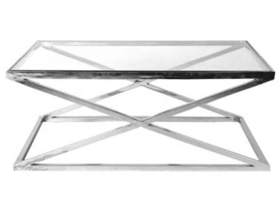 China Other METAL COFFEE TABLE FOR LIVING ROOM Table Glass Top Side Table With Stainless Steel Frame for sale