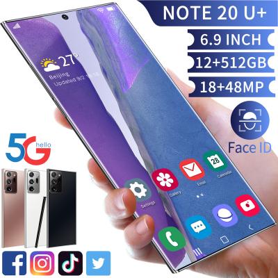 China 2021 Global Version Dual SIM Card Hotsale Note20U+ Face Unlocked 4G 5G Smartphone 12GB+512GB Mobile Phones Android 11 Mobile Phone With Stylus for sale