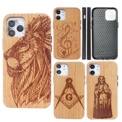 China Custom Solid Wooden Cases Shockproof TPU Case Impact Protection Mobile Phone Cases For iPhone 11 12 13 Pro Max for sale