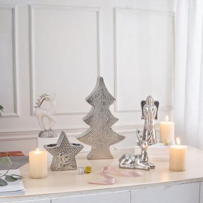 China European Christmas Tree Decoration Accessories Hotel Home Decorations Ceramic Silver Plated Style Decoration for sale