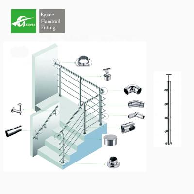 China Modern 304 stainless steel balcony and deck stairs stair pillar stainless steel post fence railings for sale for sale