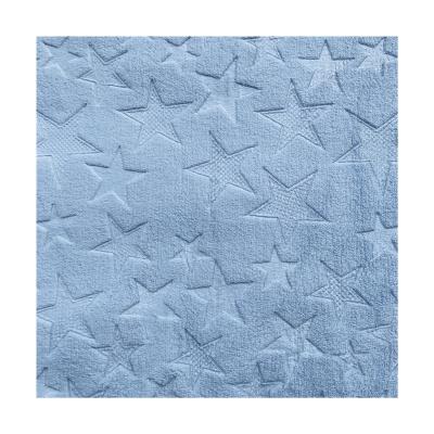 China Memory Customized Star Super Soft Cute Warm Embossing Wholesale Minky Flannel Fleece Fabric for sale