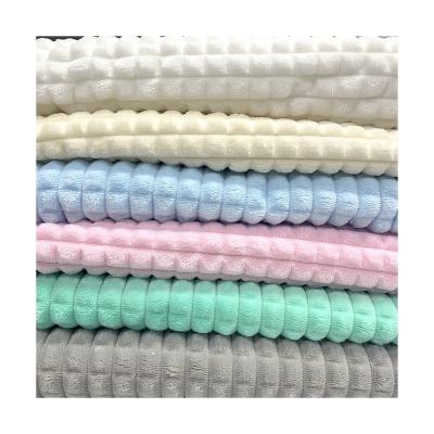 China Wholesale jacquard flannel polyester anti plush stripe minky fleece fabric for jacquard flannel blanket for sale