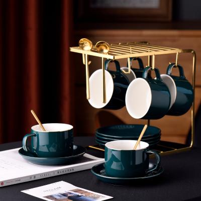 China Cawa Viable Luxury Ceramic Cup Set Afternoon Arabic Latte Tea Coffee Cup & Saucer Espresso Wholesale Porcelain for sale