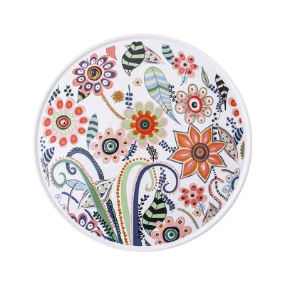 China 2021 Food Flower Design Breakfast Ceramic Hand-Painted Round Charger Sustainable Creative Western Flat Matte Porcelain Dishes for sale