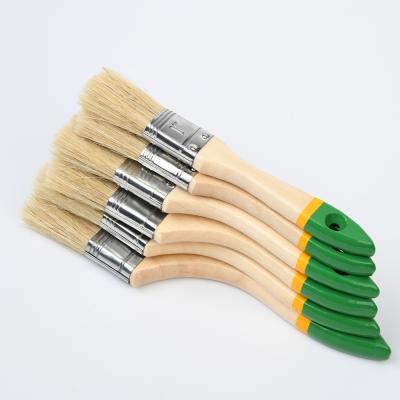 China Hot Selling Natural Paint Bristle Mixed With PET Flat Filament Brush With Wooden Handle Paintbrush for sale