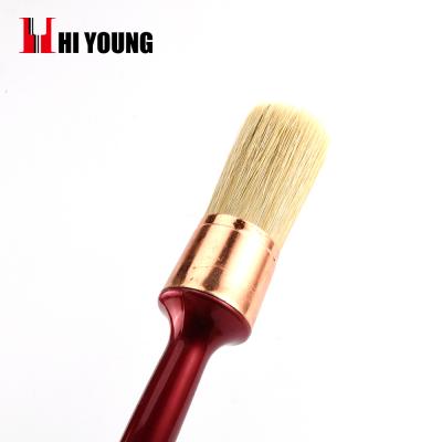 China Wholesale Paint Factory White Bristle Mixed Filament Ferrule Plastic Handle Copper Plated Red Painted Round Brush for sale