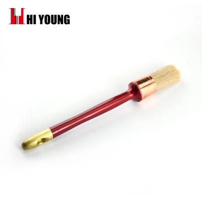 China New Style Paint White Bristle Mixed With Filament Olive Plastic Handle Copper Plated Red Painted Round Brush for sale