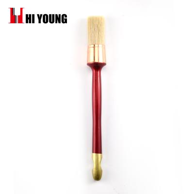 China High Quality Round Brush Paint White Bristle Mixed With Filament Plastic Handle Red Painted Round Brush for sale