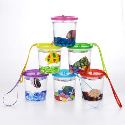 China Fish Cup Jellyfish Cup Viable Wholesale Best Aquarium Best Viable Mini Transparent Plastic Cup With Lid Fish Box for sale