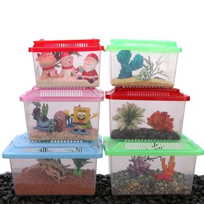 China Wholesale Viable Aquarium Medium Large and Small Pet Hamster Breeding Turtle Goldfish Tank Portable Plastic Pet Box Pet Hamster Breeding Turtle for sale