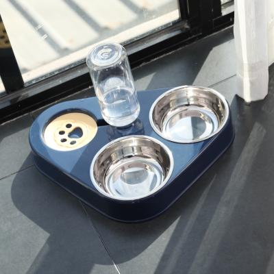 China Viable Double Bowl Puppies Automatic Dog Cat Dog Bowl Pet Food Drinking Supplies Fashion Design Factory Direct Outdoor Travel Bowl for sale