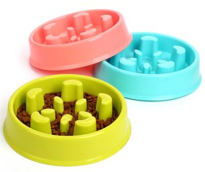 China Automatic Feeder Plastic Slow Fun Bowl Pet Novelty Feeder Feeding Plastic Dog Pet Food Bowl for sale