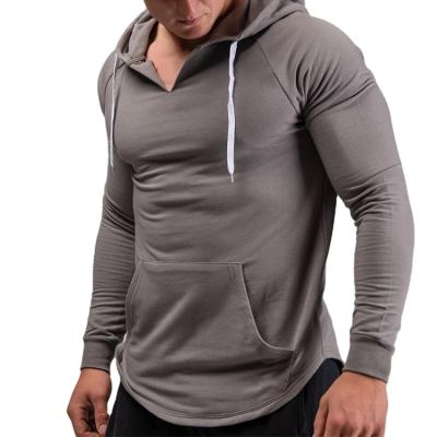 China Anti-Shrink Gym Active Wear Sports Fleece Sweatshirts Pullover V-Neck Lightweight Fitness Hoodies For Men for sale