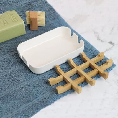 China 2022 Viable New Bamboo Fiber Soap Box Soap Holder Cavity Design Can Drain Water Environmental Protection Soap Holder for sale