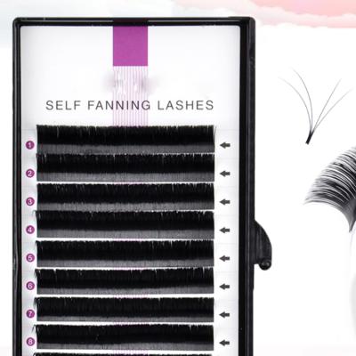 China Natural Easy Blooming Self-Making Long Volume Mink Eyelash Extension Fast Bloom Austomatic False Fan Lashes Soft Natural Makeup for sale