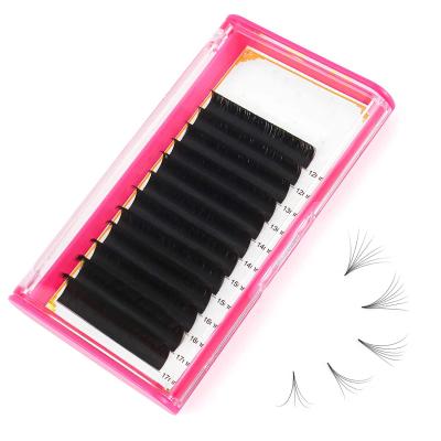 China Long Eyelash Extension C cc D Fan Easy Volume Dual Density Natural Single Curl Lashes .03 .05 .07 .10 Faux Eyelash Extension for sale