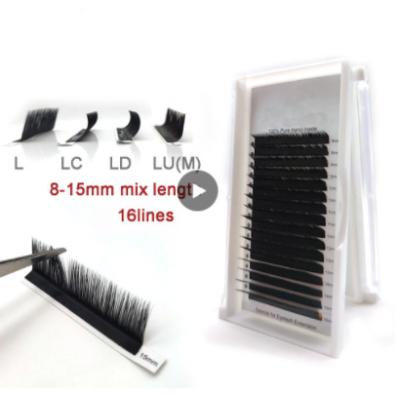 China Mixed Tray False L L/LC/LD/LU/M Mink Black Material 8-15mm Lashes Natural Long Curl Eyelash Extensions Curl Makeup for sale