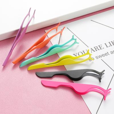 China Custom Made Silk Faux Mink Eyelash Tweezers Logo Black Rounded Tip White Rose Gold Eyelash Tool Eyelash Extension Makeup Volume for sale