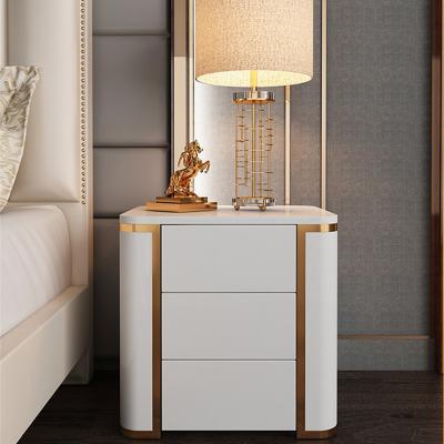 China Durable nordic wood modern white modern luxury nightstand bedside table bedroom furniture set for sale