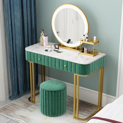 China DURABLE Nordic Mirror Dresser Table Stainless Steel Gold Leg Bedroom Furniture for sale