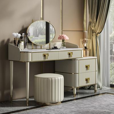 China DURABLE Modern Mirror Make Up Furniture Marble Dresser Set Bedroom With Drawer for sale