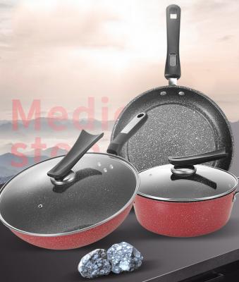 China Cost Sustainable Nordic Wholesale Kitchen Beware Non Stick Medical Stone Cookware Set Cooking for sale