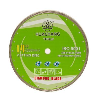 China 350mm Turbo Diamond Blade 14 in 25.4mm, die für Granit-Marmor gebohrt werden, deckt heiße Presse mit Ziegeln zu verkaufen