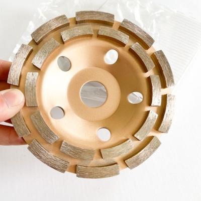 中国 115mm 4-1/2 inに。石造りの二重ダイヤモンドのコップのための二重列のダイヤモンドのコップの車輪 販売のため