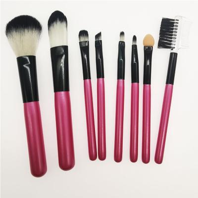 China Portable Professional Bent Nylon Wool Face Care Stain Brush Custom Cosmetic Brush 8 Pcs Stain Brush With Rose Red PU Box for sale