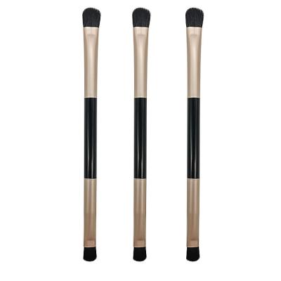 China Fan Brush Shenzhen Wholesale Customize Brush Double-end Black Nylon Hair Multifunctional Eyeshadow Concealer Brush With Black Handle for sale