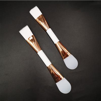 China Hot Sales Spot Brush Double Sided Silicone Hair Brush Rose Gold Makeup Brush Double End Makeup Brush for sale