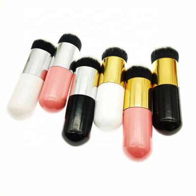 China Angular Blush Wholesale Customizable Makeup Tools Cute Round Wooden Handle Base Brush for sale