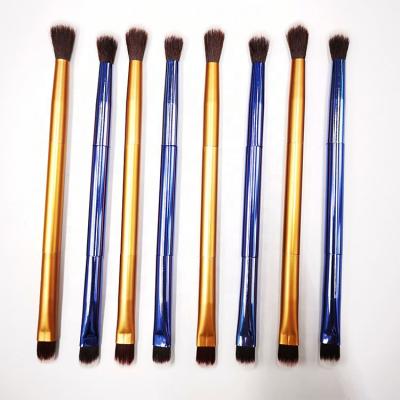 China Angular Blush Best Selling Double Head Nylon Gold Blue Hair Eyeshadow Makeup Facial Brush Wholesale for sale