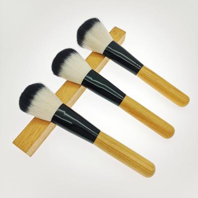 China Angular Blush Large Cheap Head Color Brush Log Wooden Handle Loose Powder Blush Brush Makeup Tool for sale