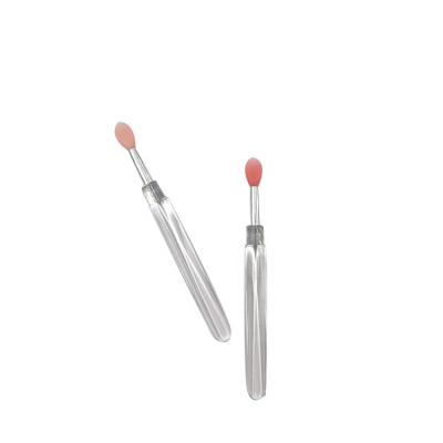 China New Package of Mini Silicone Lip Brush Lid Smudge Brush Single Lip Gloss Lipstick Brush Handle Head Portable Soft Pink Red Transparent Makeup Tool for sale