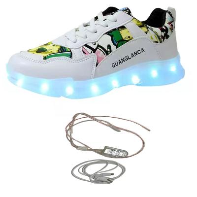 China LED flashing and can be charged single flashing linear light light shoes wholesale LED accessories sports shoes with button switch and USB charging line for sale