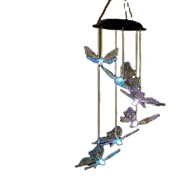 China Wholesale Polysilicon 3v120mA Solar Wind Chime Lamp Hanging Butterfly Lamp for Park Decoration for sale