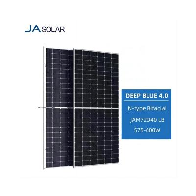 China JA N Type High Efficiency 182mmx182mm Dual Bifacial Glass Module 575W 580W 585W 590W 600W Mono Solar Panels for sale