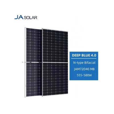 China JA N Type High Efficiency 182mmx182mm Dual Bifacial Glass Module 555W 560W 565W 570W 580W Mono Solar Panels for sale