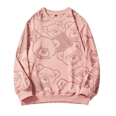 China Autumn Winter Sale 100% Cotton Round Neck Sweater Full Print Warm Cute Cardigan Anti-pilling Oversized Look Plus Sizes Sweatshirt for sale