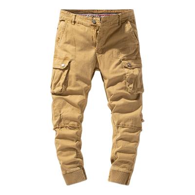 China Hotsale Autumn Winter Anti-pilling Cargo Pants Mens Cotton Spandex High Quality Heavy Vintage Look Leg Opening Slim Fit Elastic Overall for sale